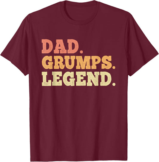 Dad Grumps Legend Retro Vintage Funny Legendary T-Shirt - T-Shirt | Maroon