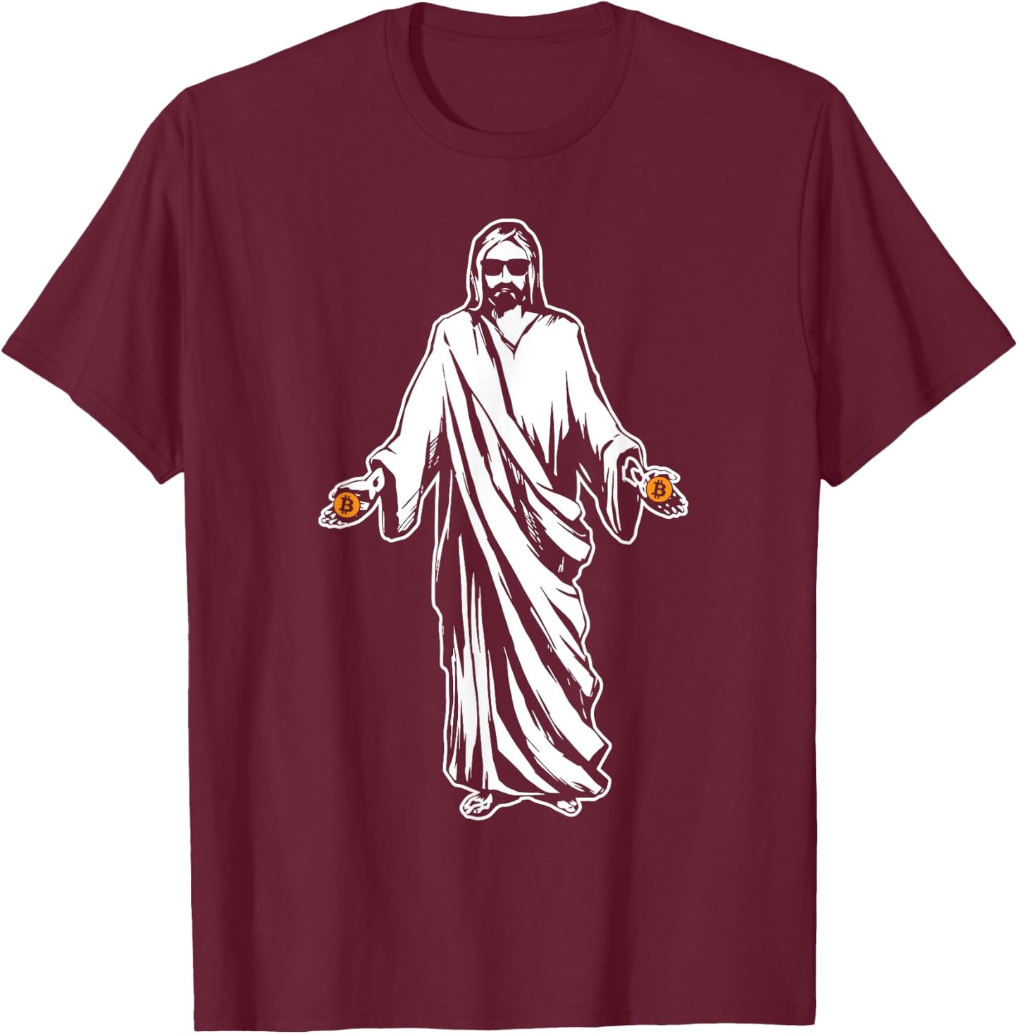 Jesus Bitcoin Funny Cryptocurrency Digital Currency T-Shirt - T-Shirt | Maroon
