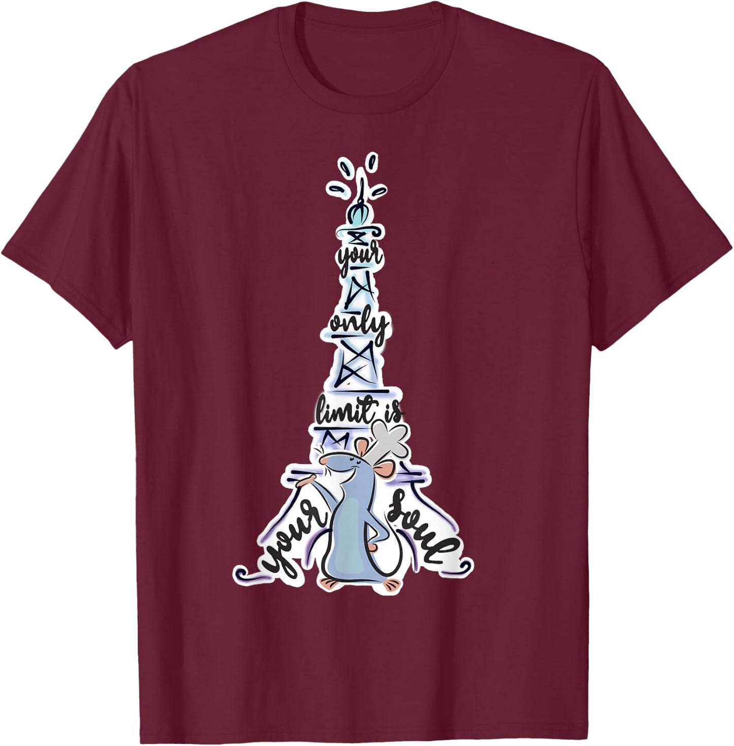 Disney Pixar Ratatouille Remy Your Only Limit is Your Soul Small T-Shirt - T-Shirt | Maroon