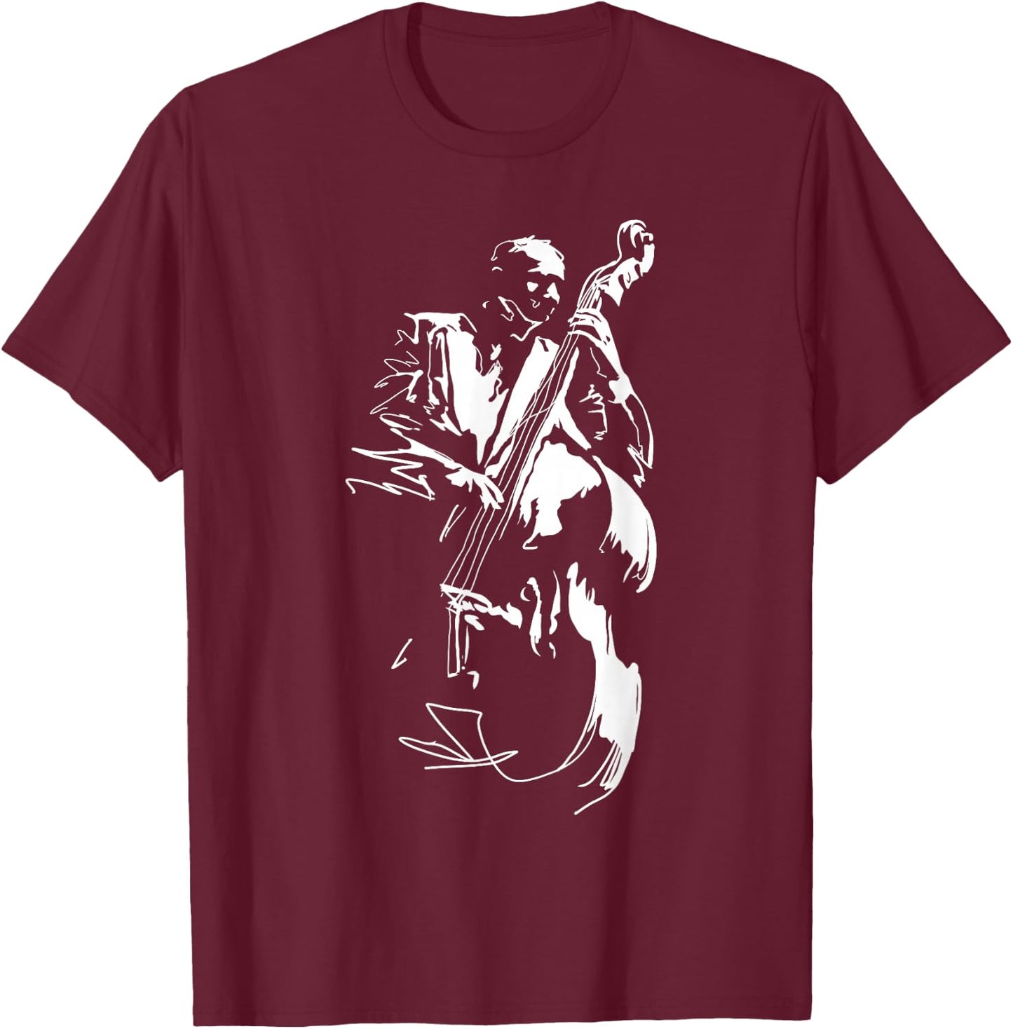 Cool Graphic Jazz Lovers Upright Bass Player T-Shirt - T-Shirt | Maroon