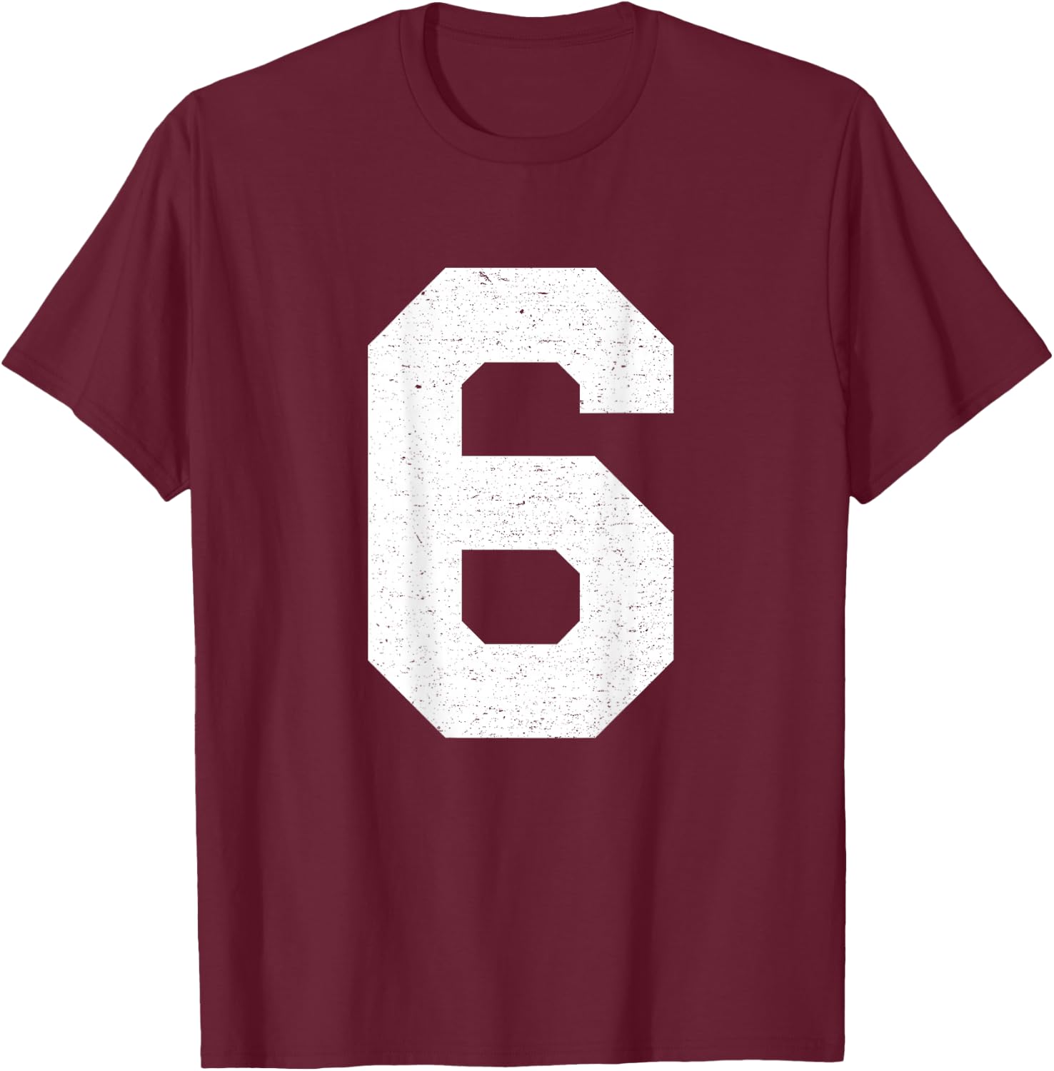#6 Jersey Uniform Varsity Sports Number, 6th Birthday T-Shirt - T-Shirt | Maroon