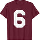 #6 Jersey Uniform Varsity Sports Number, 6th Birthday T-Shirt - T-Shirt | Maroon