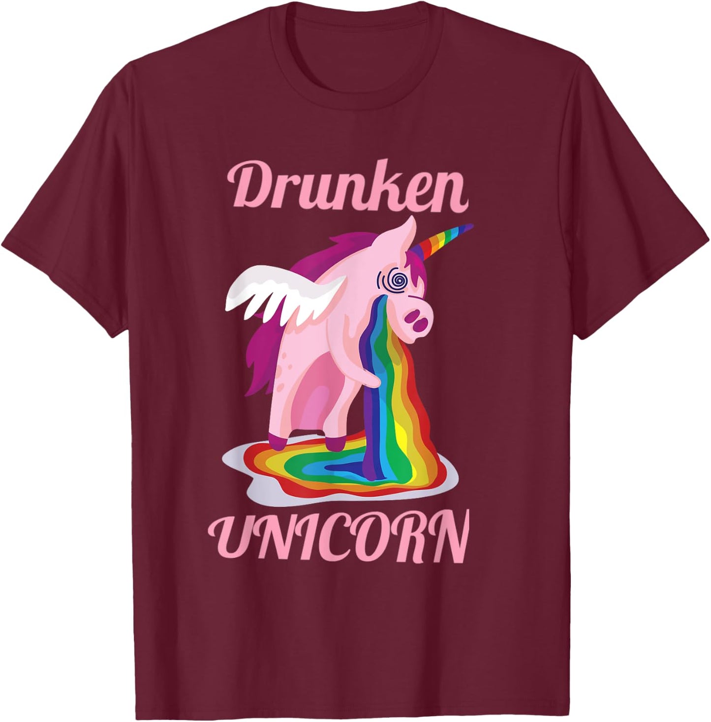 Drunken Unicorn Adult Gift T-Shirt - T-Shirt | Maroon