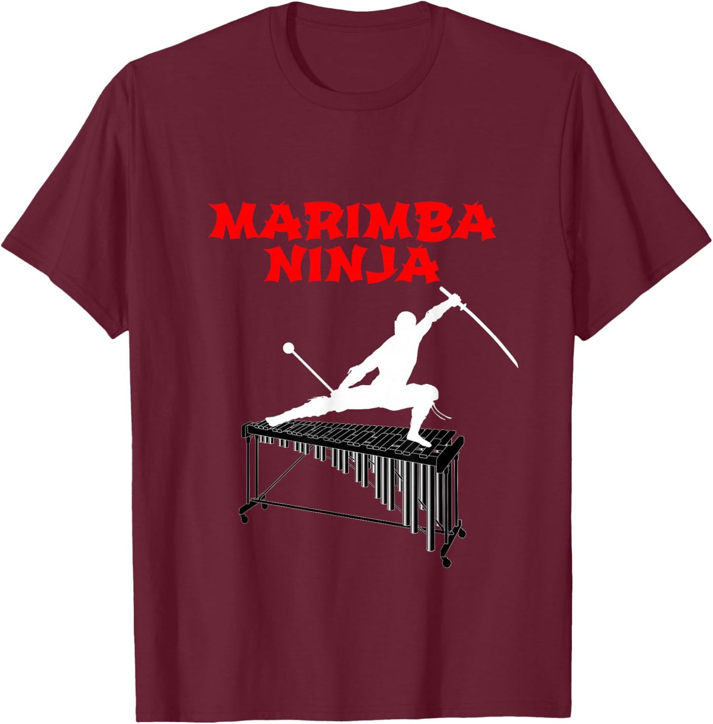 Marimba Ninja Marching Band | Funny Percussion Shirt T-Shirt - T-Shirt | Maroon