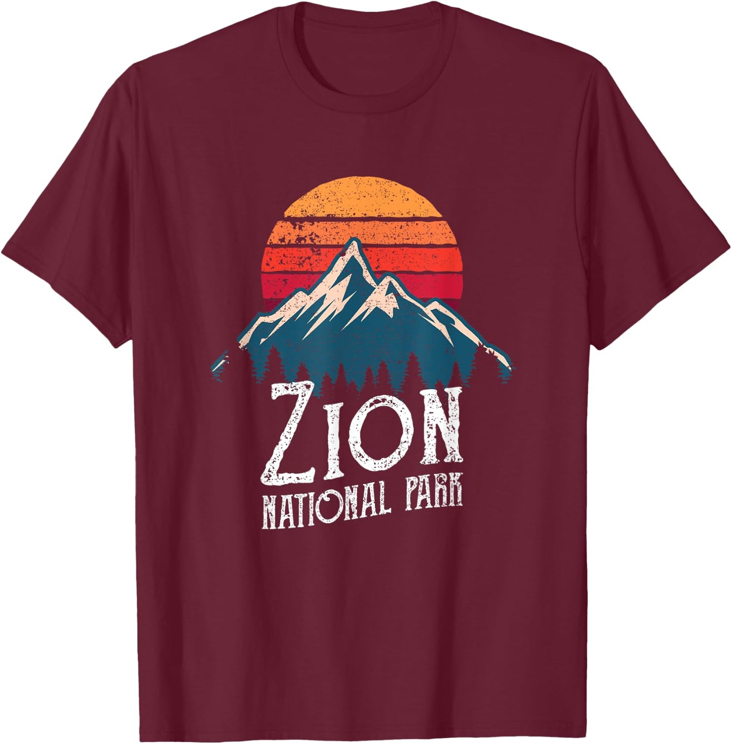 Vintage Retro Zion National Park Utah Mountain T Shirt T-Shirt - T-Shirt | Maroon