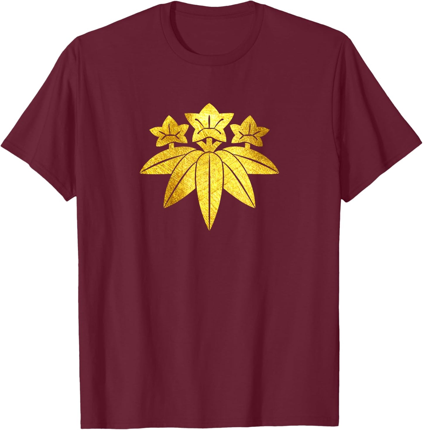 Kamakura Minamoto Mon Japanese clan in faux gold T-Shirt - T-Shirt | Maroon