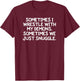 Funny Wrestle With My Demons . Sarcastic Joke T-Shirt - T-Shirt | Maroon