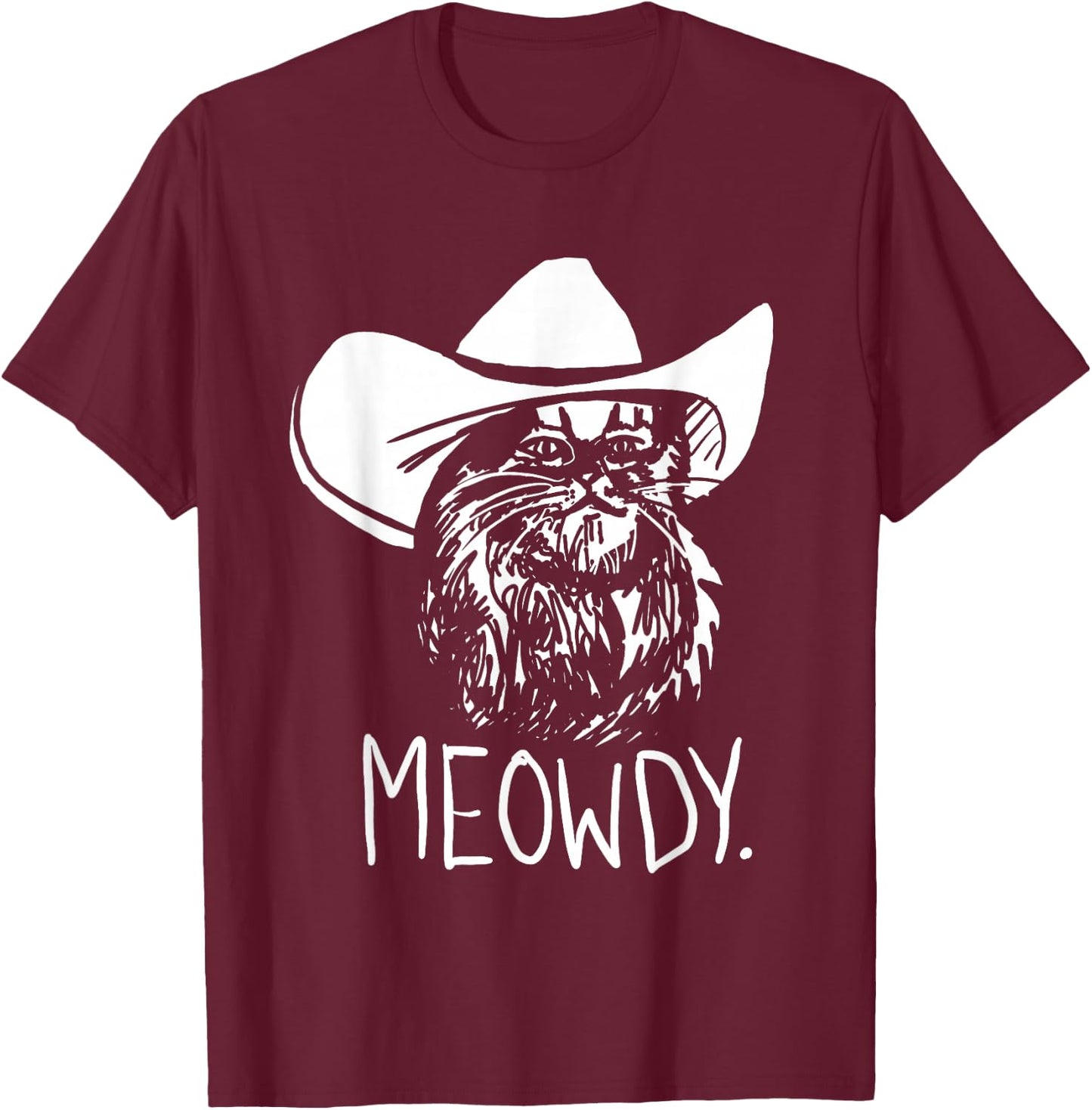 Meowdy Texas Cat Meme T-Shirt - T-Shirt | Maroon
