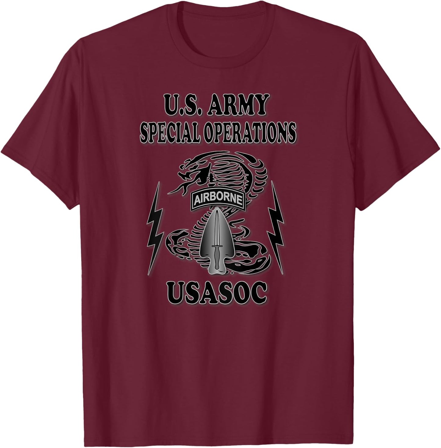 U.S. Army Special Operations (USASOC) (Back) T-Shirt - T-Shirt | Maroon