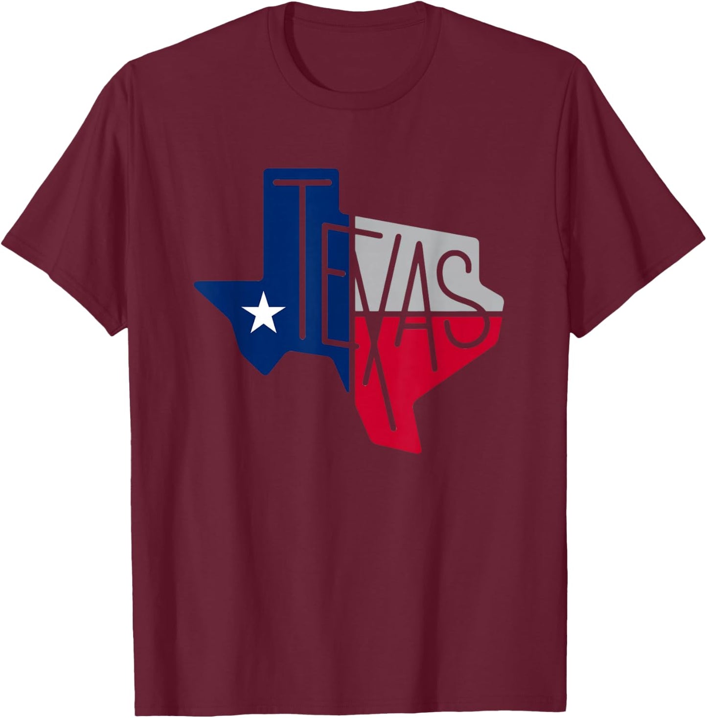 Beautiful Texas State Flag Star Silhouette T-Shirt - T-Shirt | Maroon