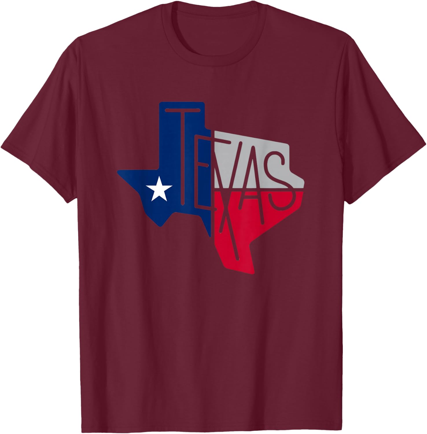Beautiful Texas State Flag Star Silhouette T-Shirt - T-Shirt | Maroon