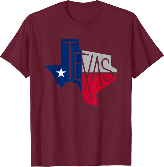 Beautiful Texas State Flag Star Silhouette T-Shirt - T-Shirt | Maroon