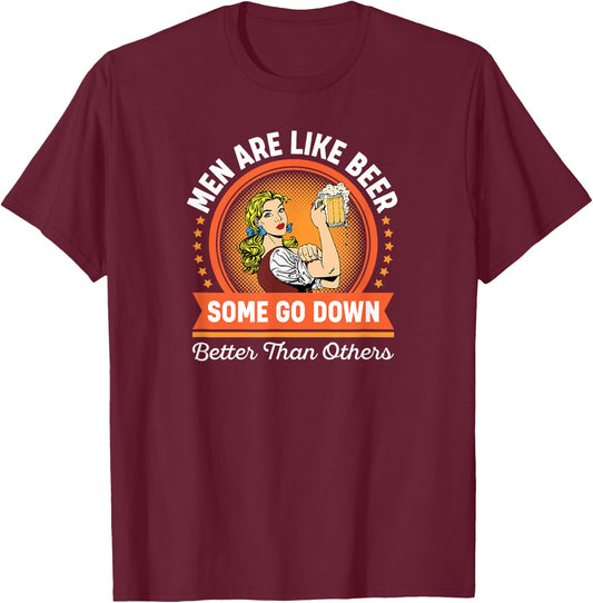 Inappropriate Funny Craft Beer Drinking Joke for Girls Night T-Shirt - T-Shirt | Maroon