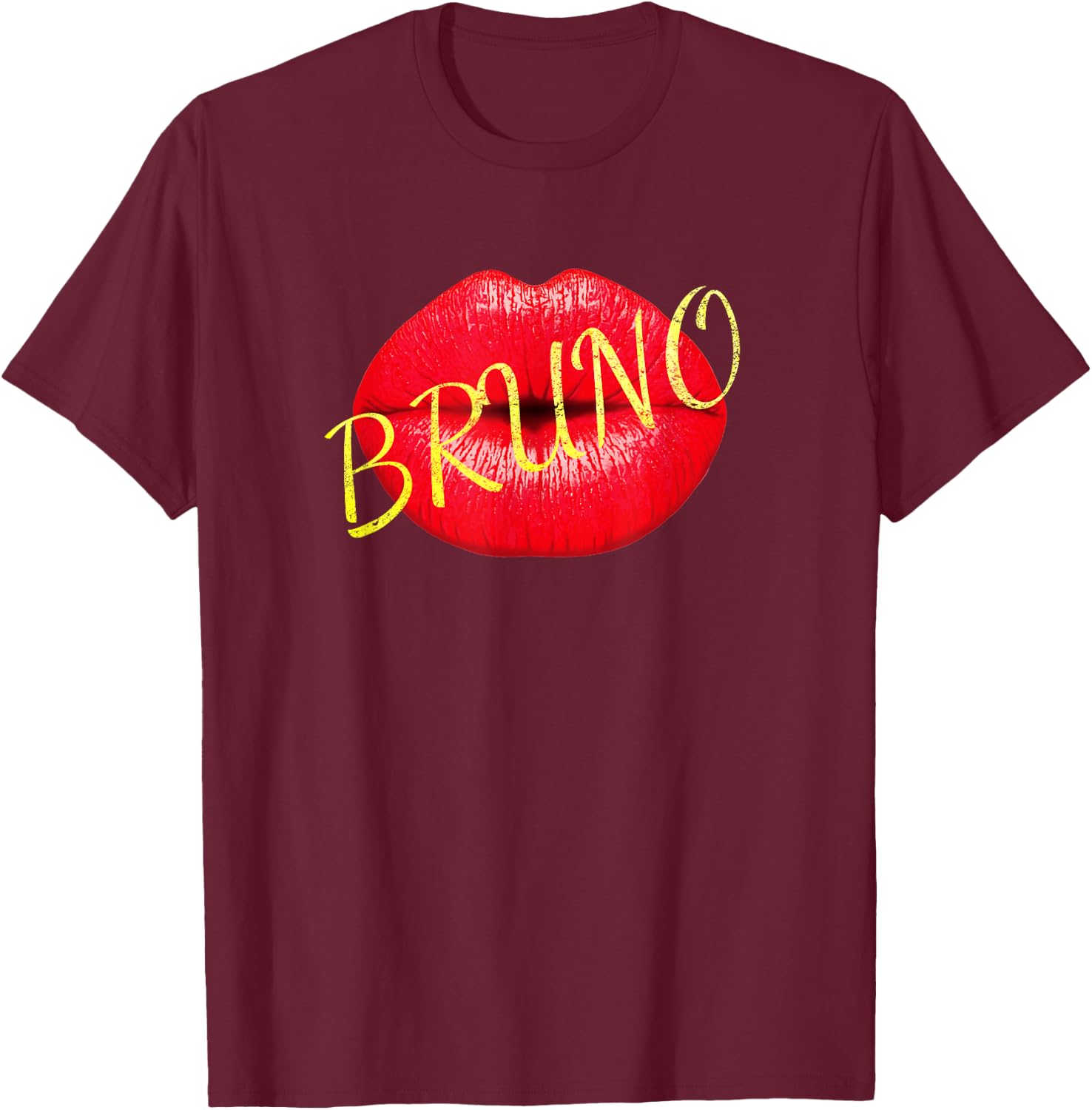 Bruno Lover Kiss Gold on lips Cute Vintage Shirt man woman T-Shirt - T-Shirt | Maroon