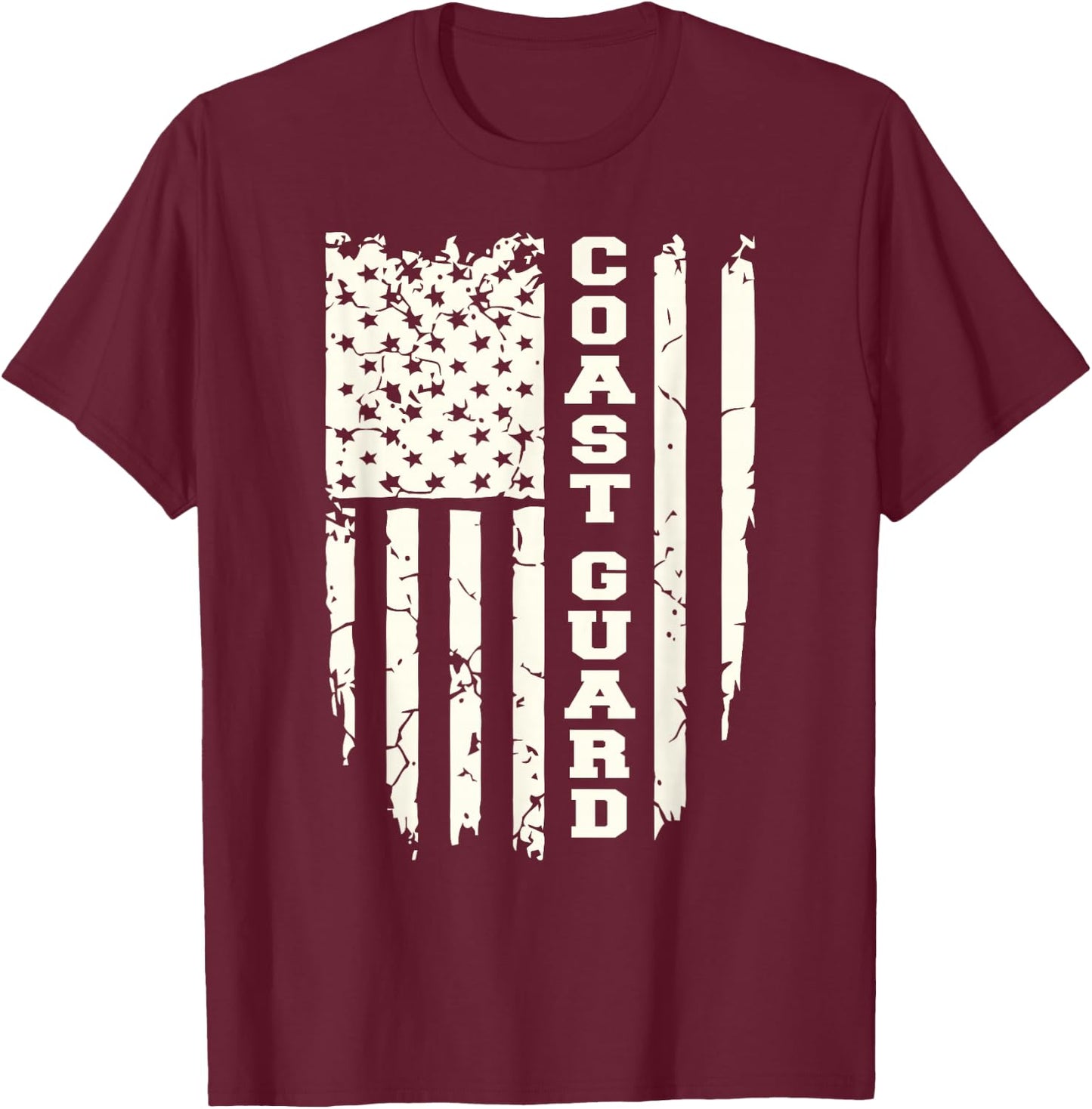 Distressed American Flag Coast Guard Auxiliary Gifts T-Shirt - T-Shirt | Maroon