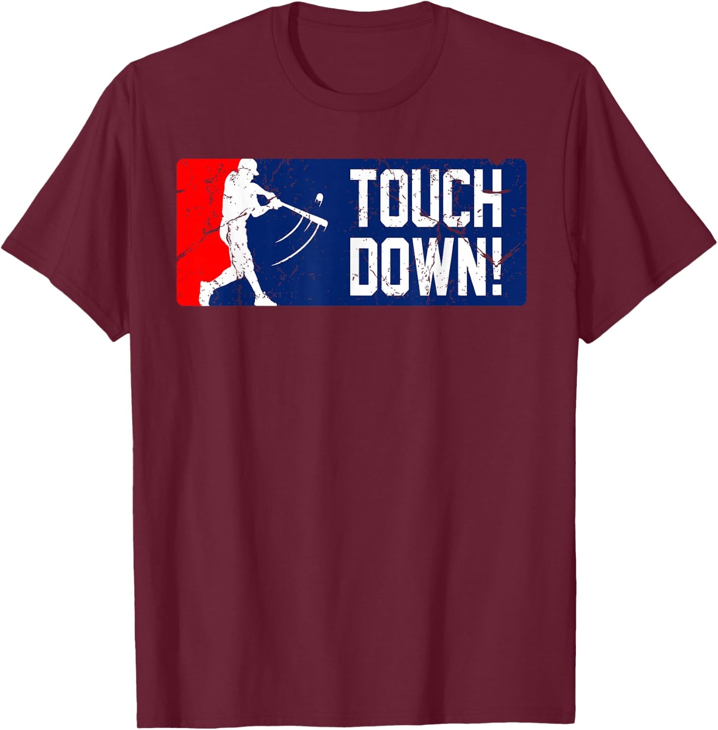Touchdown Baseball Inspired Double Play Practice Game T-Shirt - T-Shirt | Maroon