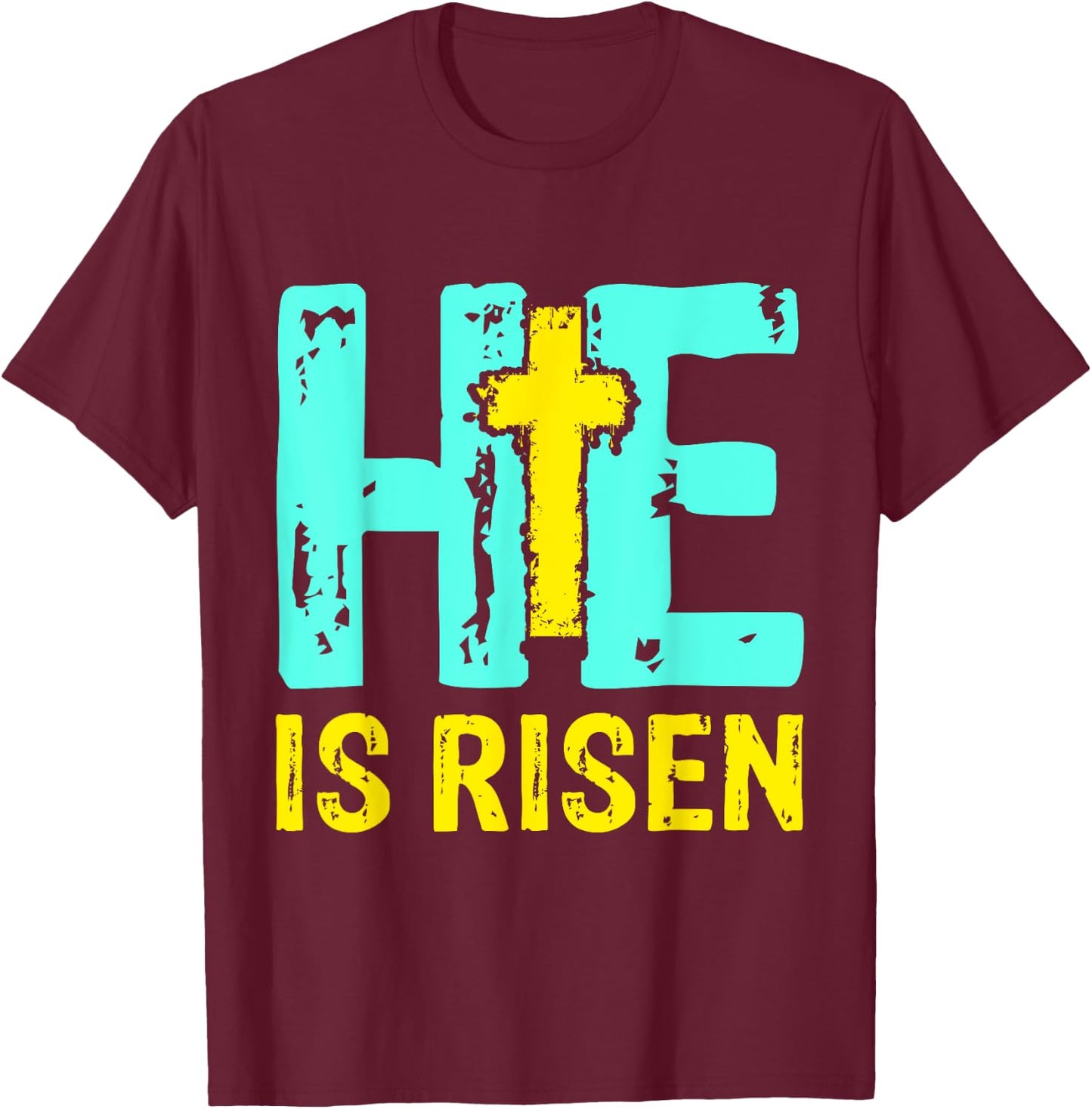 He is Risen Jesus Christian Happy Easter Women Kids Girls T-Shirt - T-Shirt | Maroon