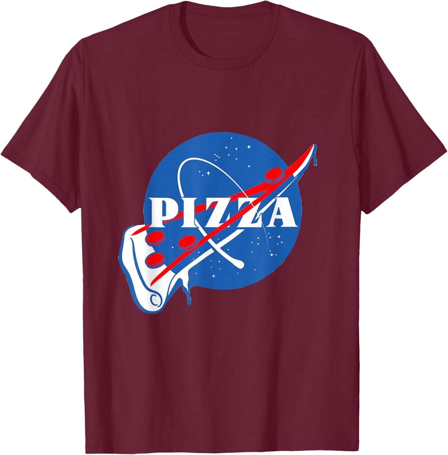 Funny Nasa - Nasa Pizza Slice T-Shirt - T-Shirt | Maroon