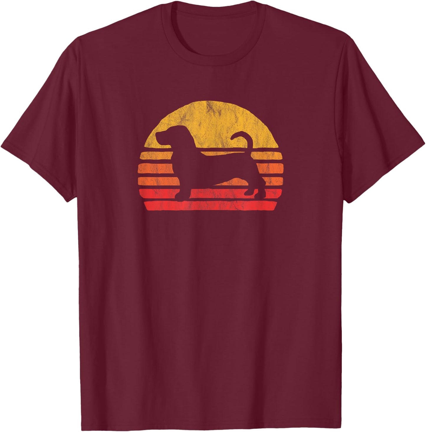Cool & Retro Bassett Hound - Vintage Dog Breed Designs T-Shirt - T-Shirt | Maroon