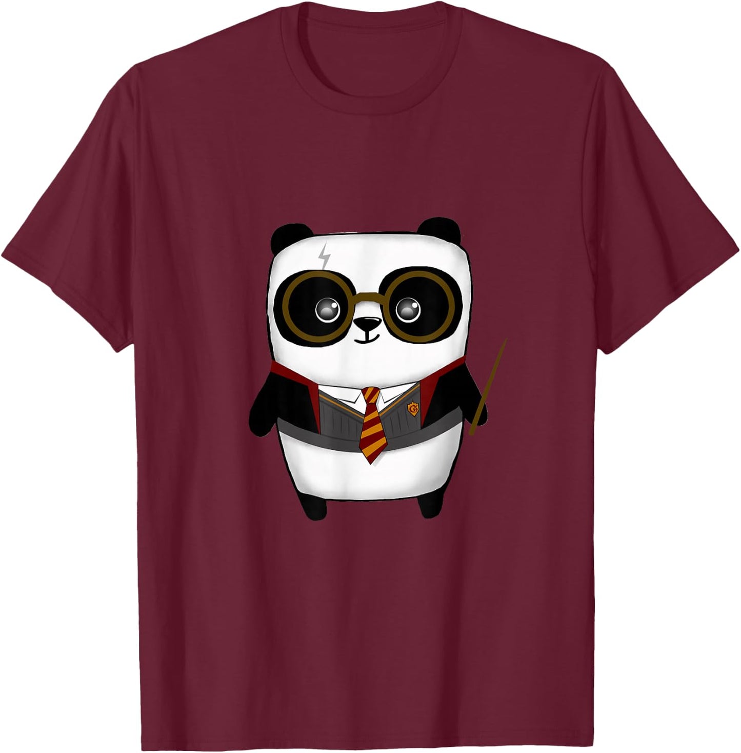 Panda Wizard Magic Wand School Boy Girl Funny T-Shirt - T-Shirt | Maroon