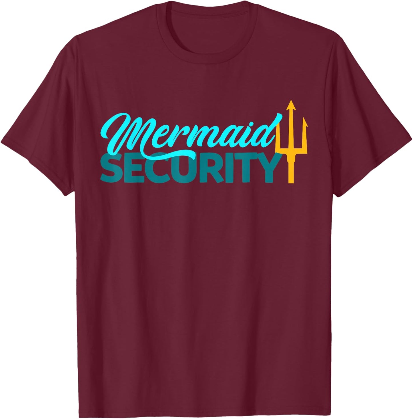 Mermaid Security Birthday Party Matching Dad Boys T-Shirt - T-Shirt | Maroon