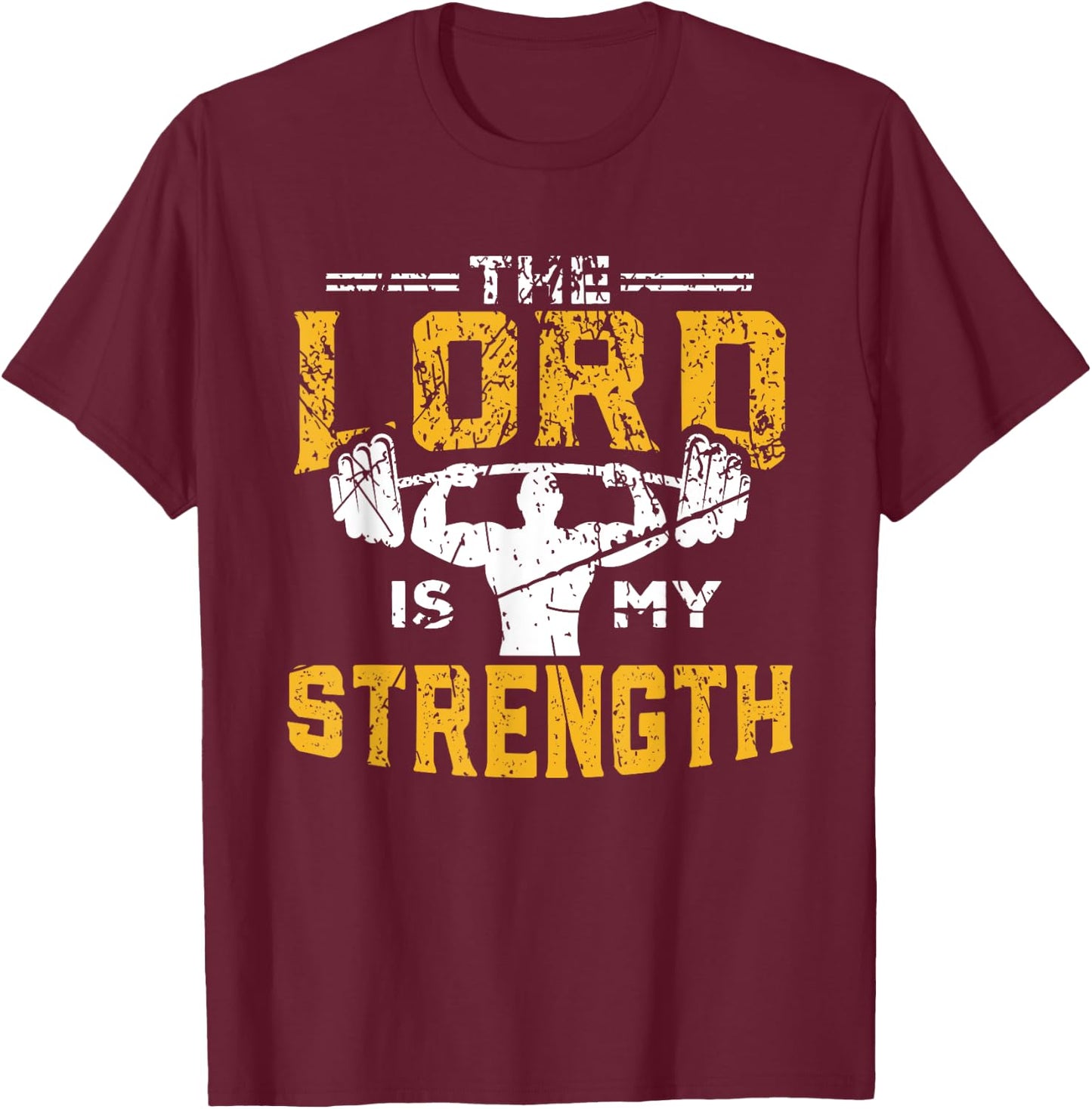Jesus Workout The Lord is my Strength Christian Gym T-Shirt - T-Shirt | Maroon