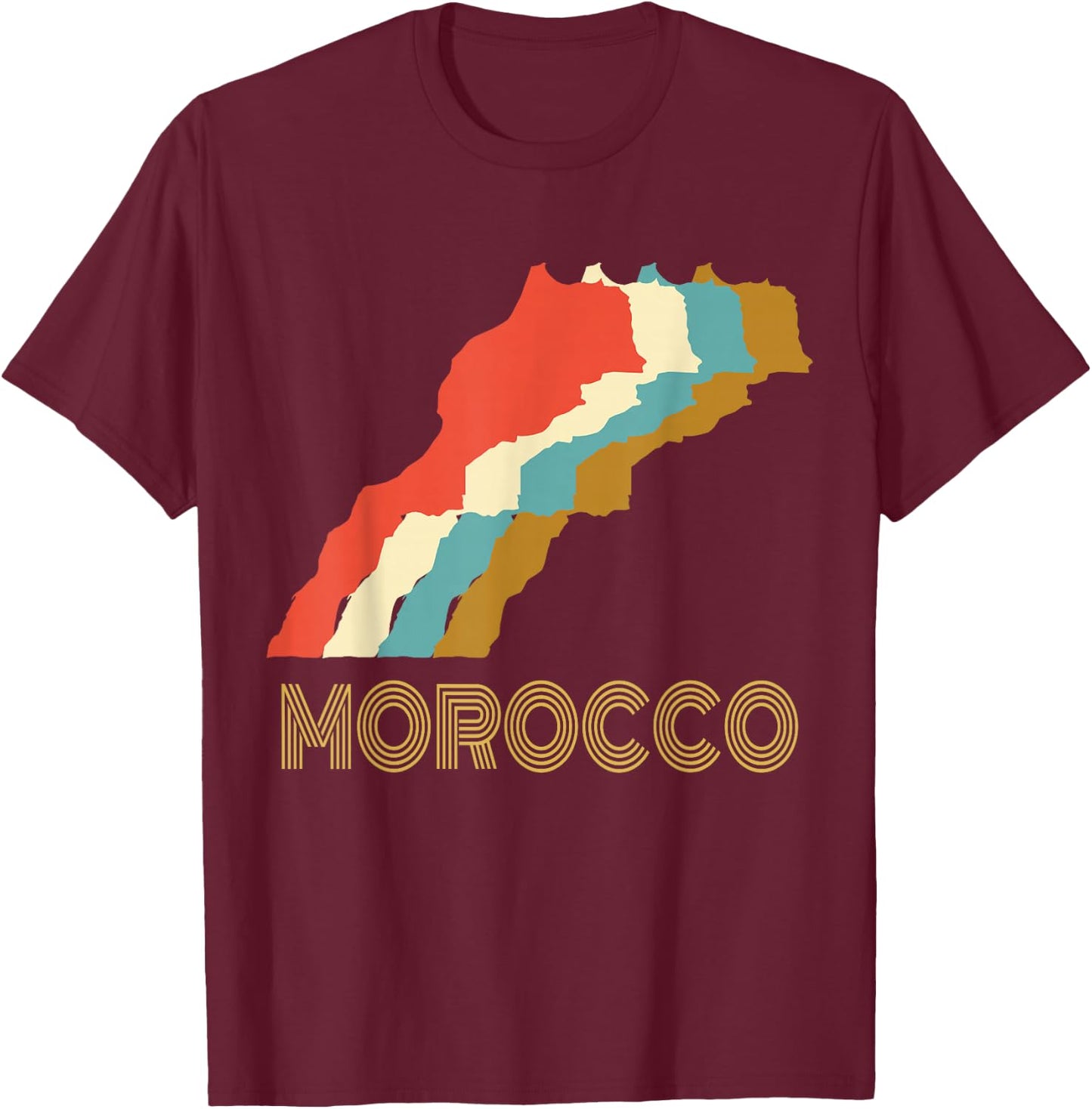 Vintage Morocco , I Love Maroc Map Shirt T-Shirt - T-Shirt | Maroon
