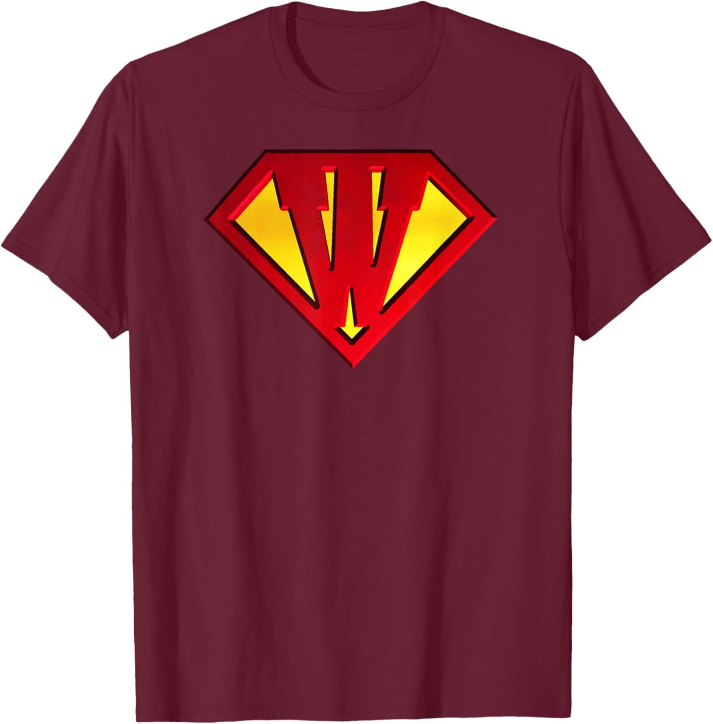 Funny Super Hero Shield Letter W Name Gift T-Shirt - T-Shirt | Maroon