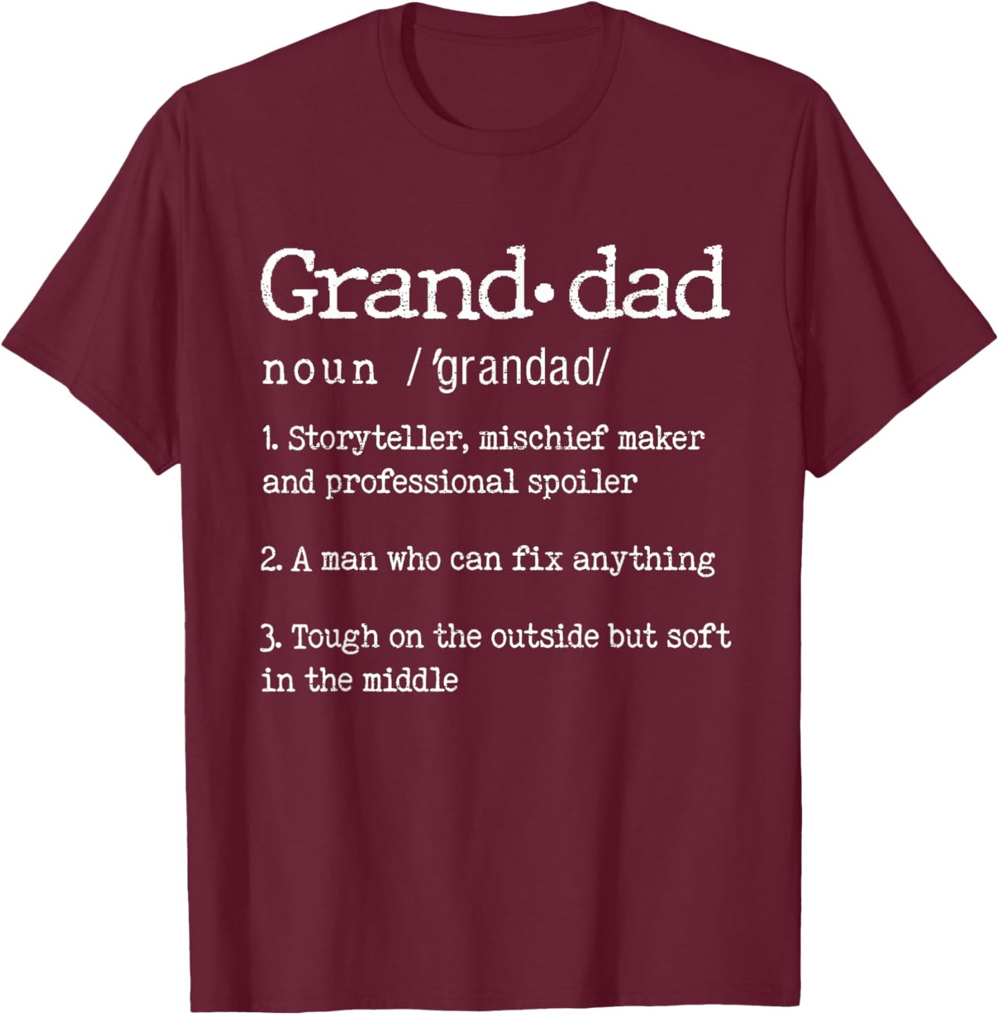 Granddad Definition Father's Day Funny Grandpa Granddad Noun T-Shirt - T-Shirt | Maroon