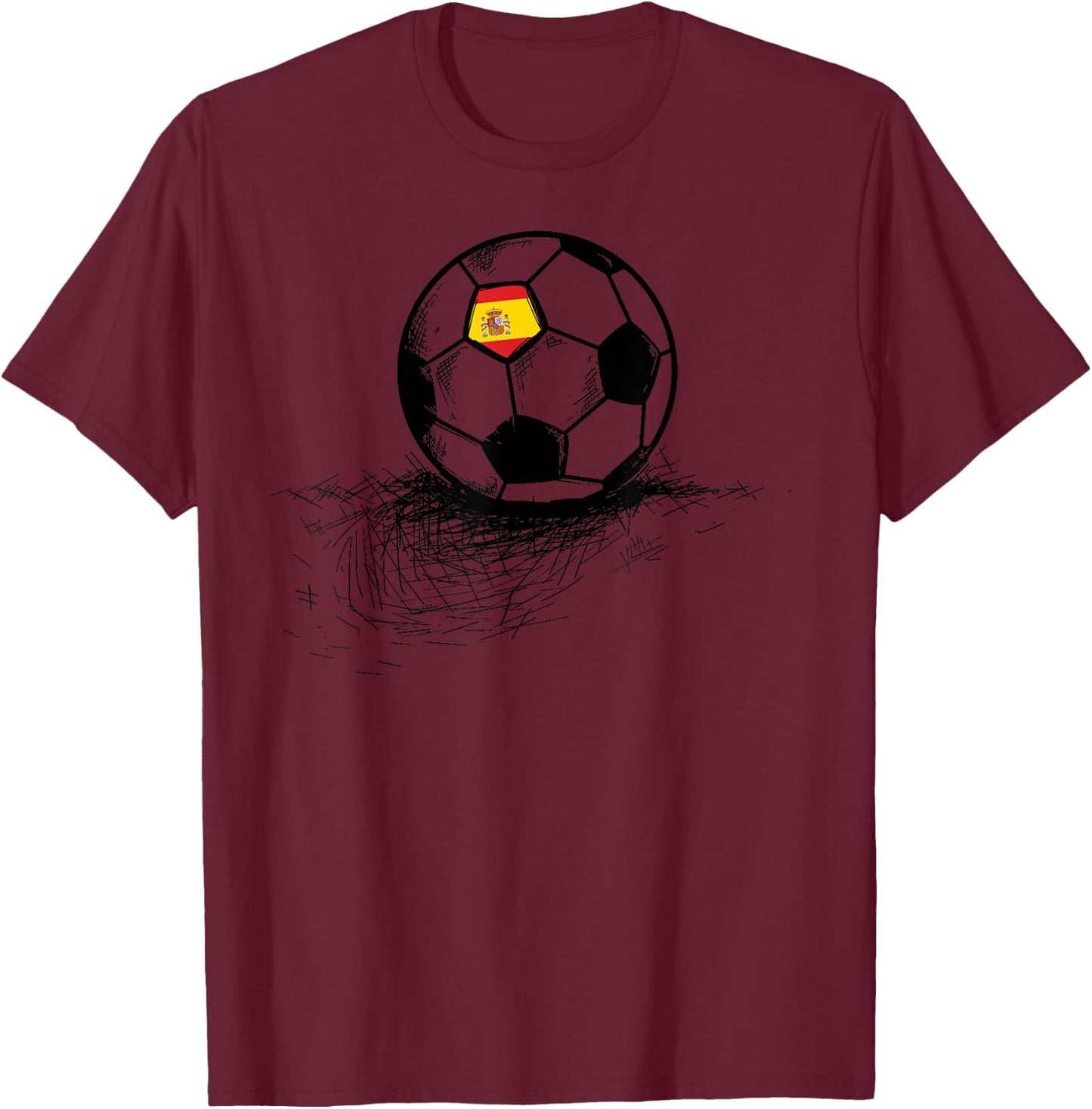 Spain Soccer Ball Flag - Spanish Football Soccer T-Shirt - T-Shirt | Maroon