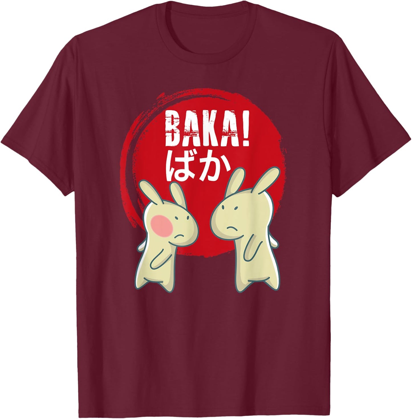 Funny Baka! Japanese Anime Rabbit Slap Manga Shirt T-Shirt - T-Shirt | Maroon