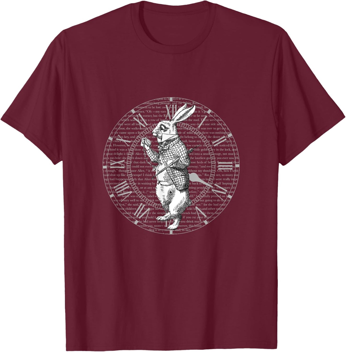 White Rabbit Vintage Clock Steampunk T Shirt T-Shirt - T-Shirt | Maroon
