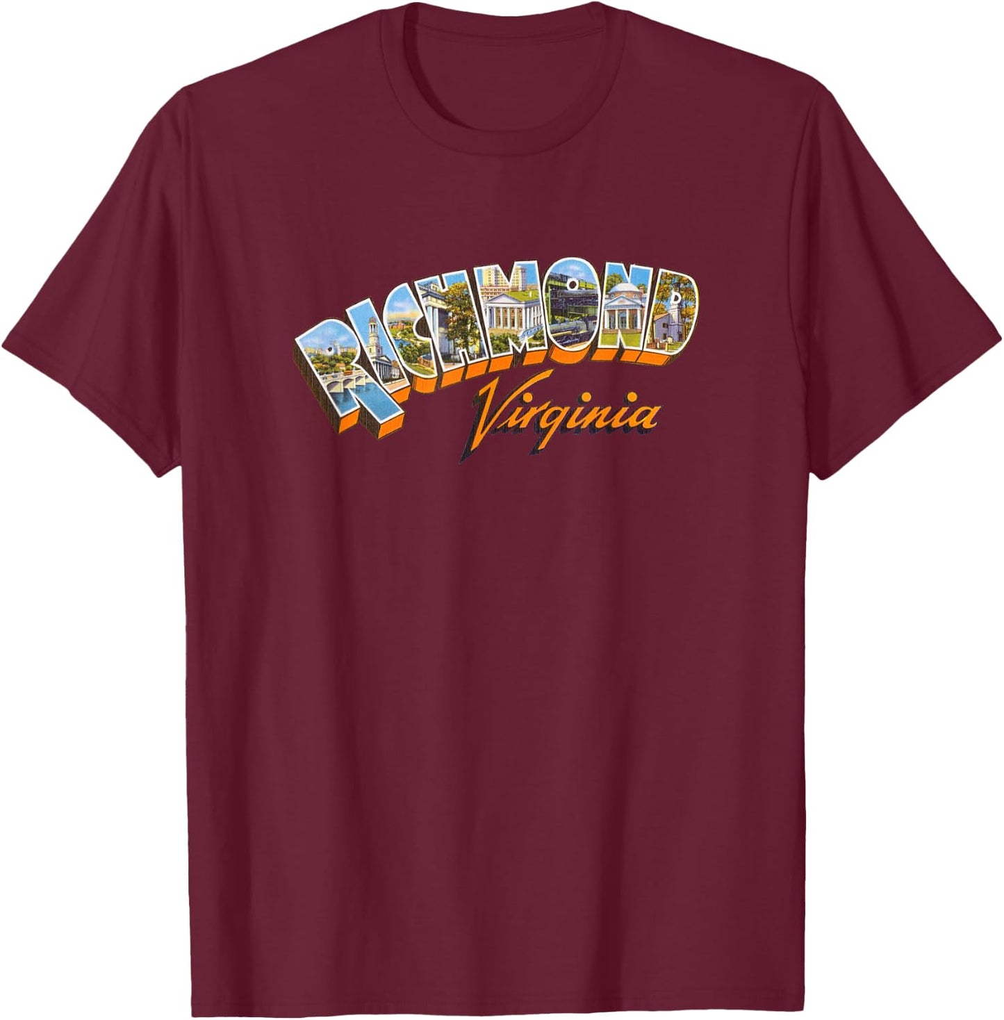 Richmond VA T Shirt Retro Vintage Virginia Souvenir T-Shirt - T-Shirt | Maroon