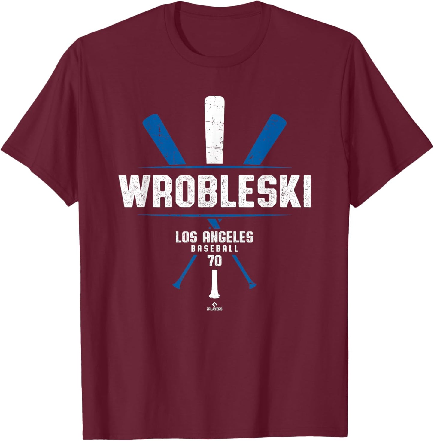 Vintage Baseball Bat Gameday Justin Wrobleski Los Angeles T-Shirt - T-Shirt | Maroon