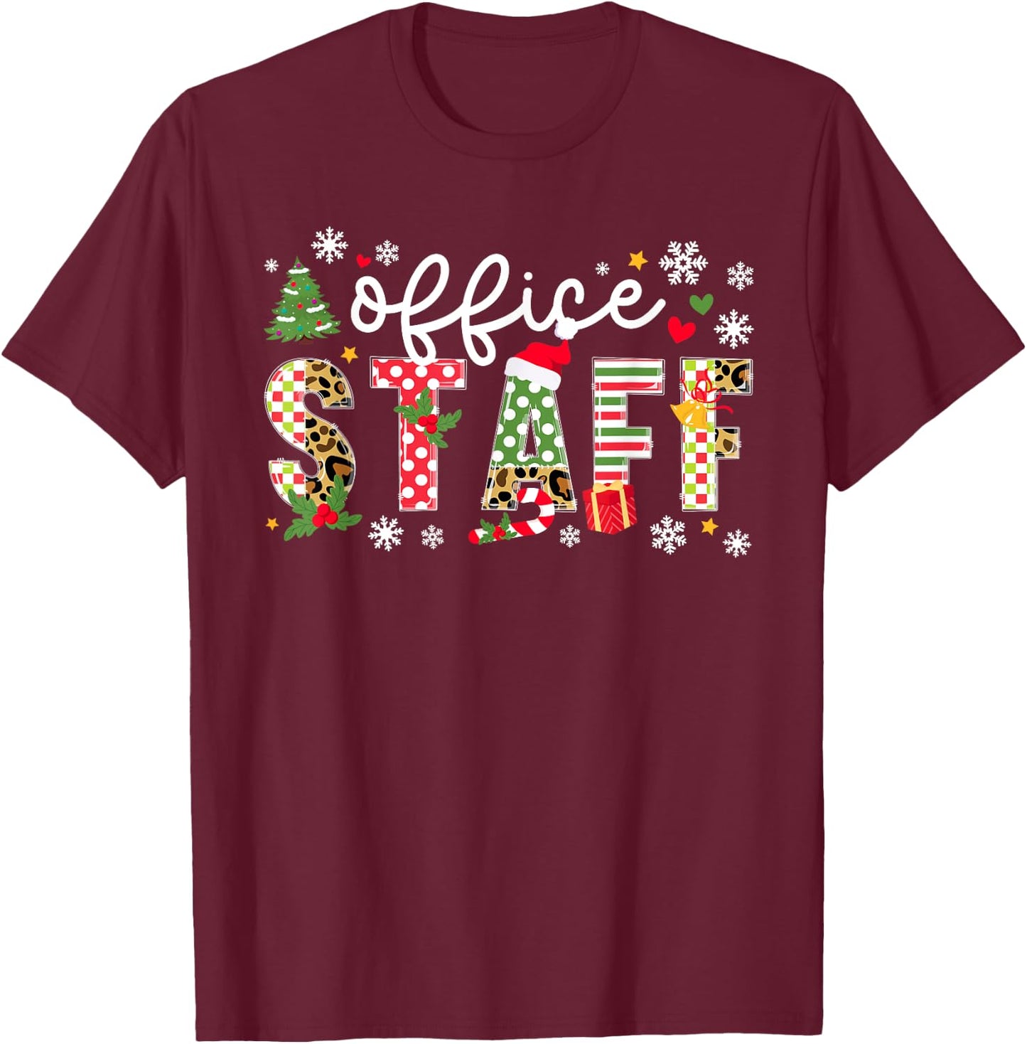 Office Staff Christmas Front Office Staff Xmas Party T-Shirt - T-Shirt | Maroon