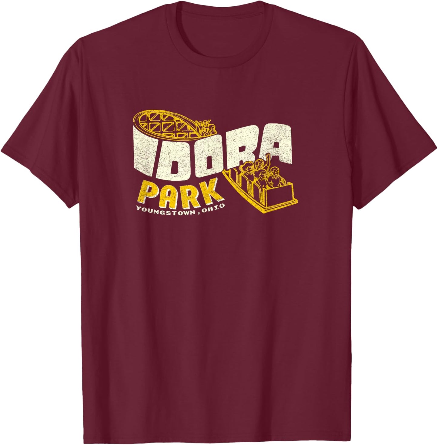 Idora Park Ohio Retro 80s Theme Park Roller Coaster Vintage T-Shirt - T-Shirt | Maroon