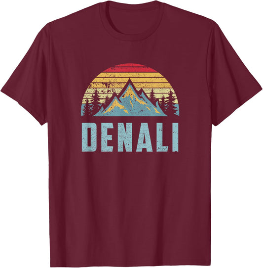 Vintage Mt. Denali National Park Alaska Mountain T-Shirt - T-Shirt | Maroon