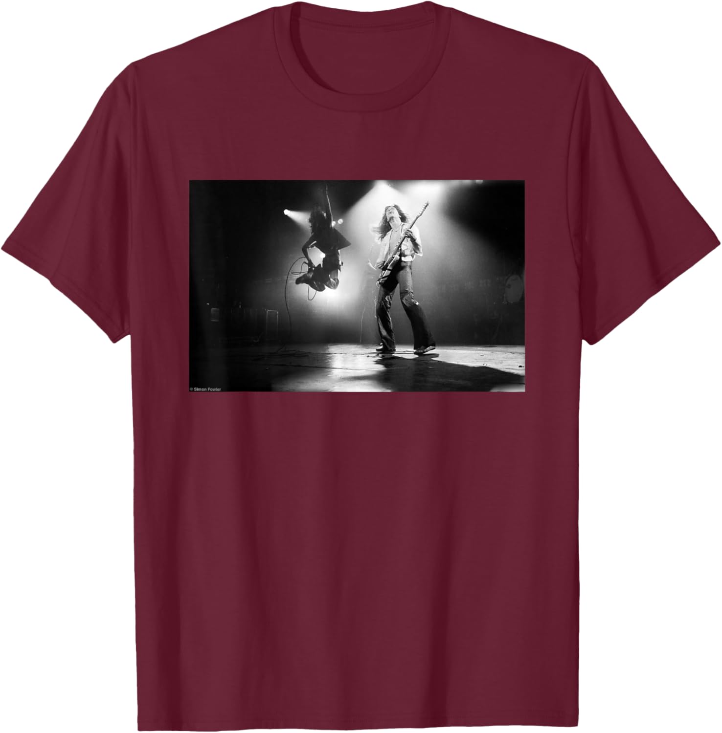 Eddie Van Halen Jump Live Rainbow Theatre by Simon Fowler T-Shirt - T-Shirt | Maroon
