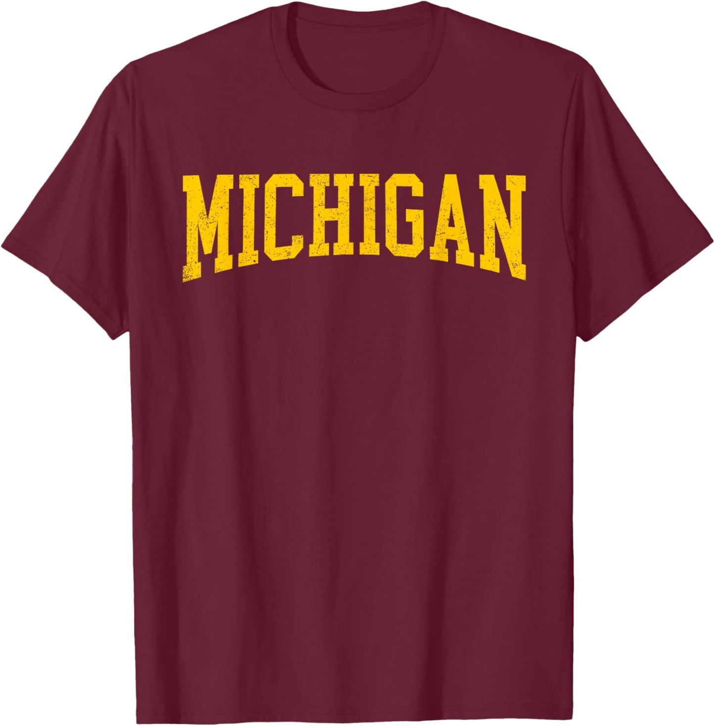 Vintage Michigan Look Maize Blue Men Retro Font Michigan T-Shirt - T-Shirt | Maroon