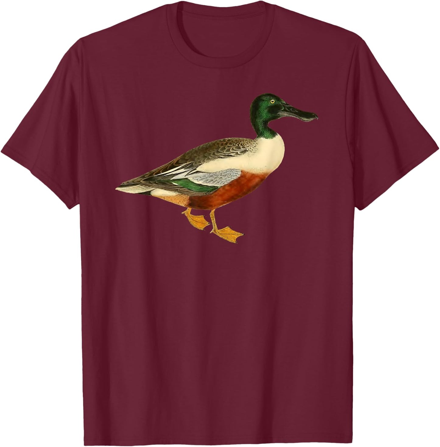 Duck Cute Shoveler Duck Vintage Duck Graphic T-Shirt - T-Shirt | Maroon