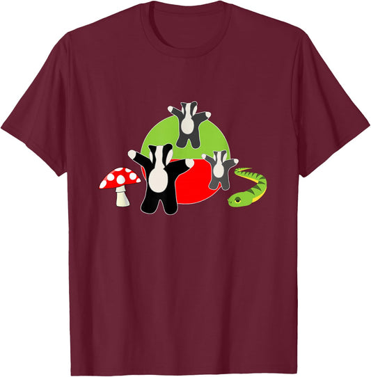 Badger Badger Badger Mushroom Snake T-Shirt - T-Shirt | Maroon