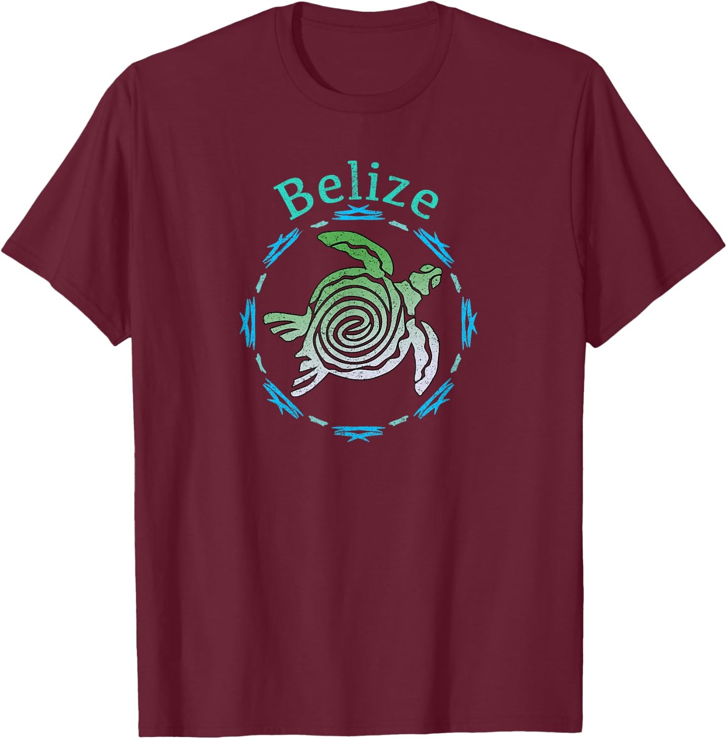 Belize Vintage Tribal Turtle Gift T-Shirt - T-Shirt | Maroon