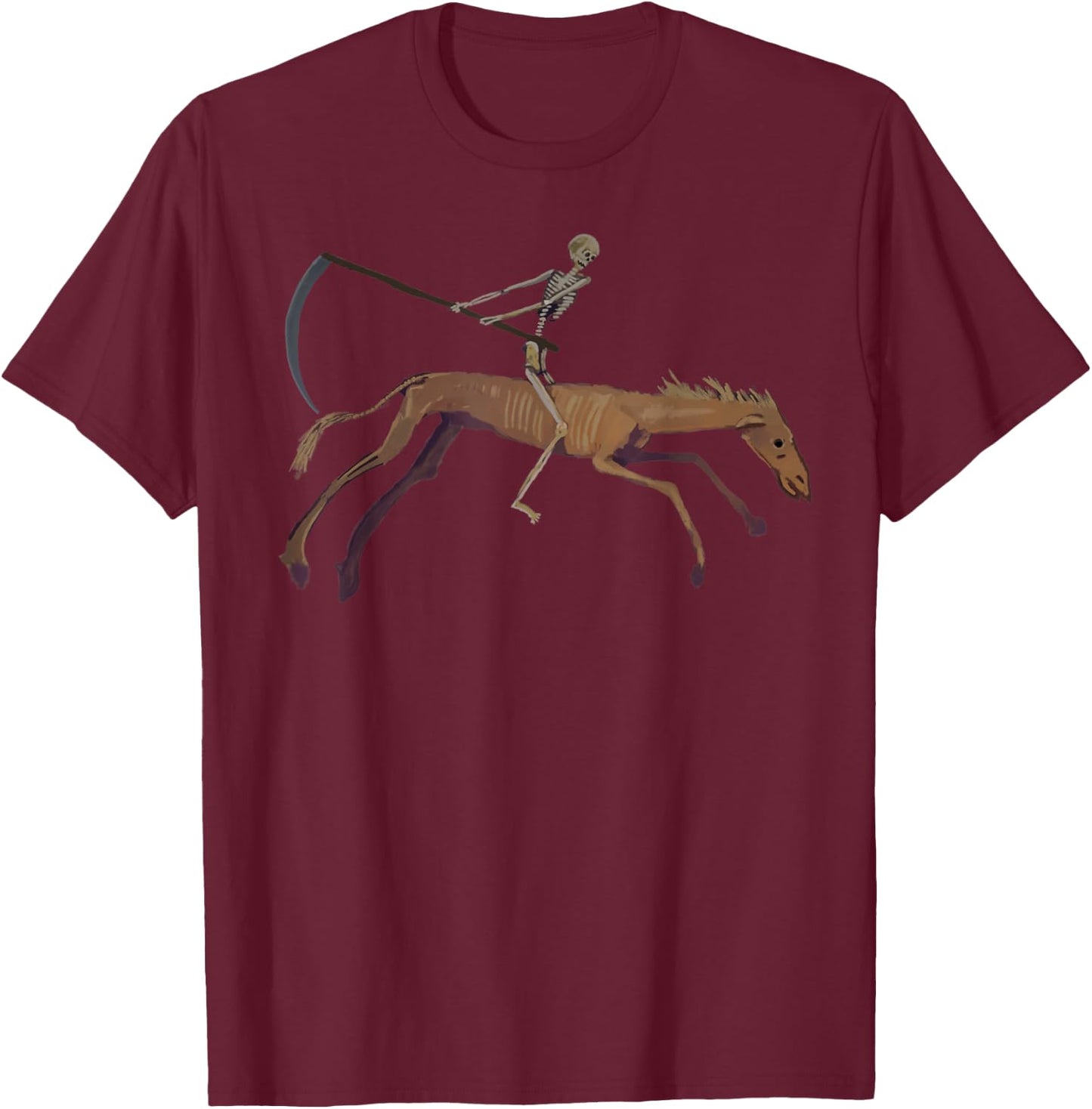 Angel of Death Grim Reaper Horseman of Apocalypse T-Shirt - T-Shirt | Maroon