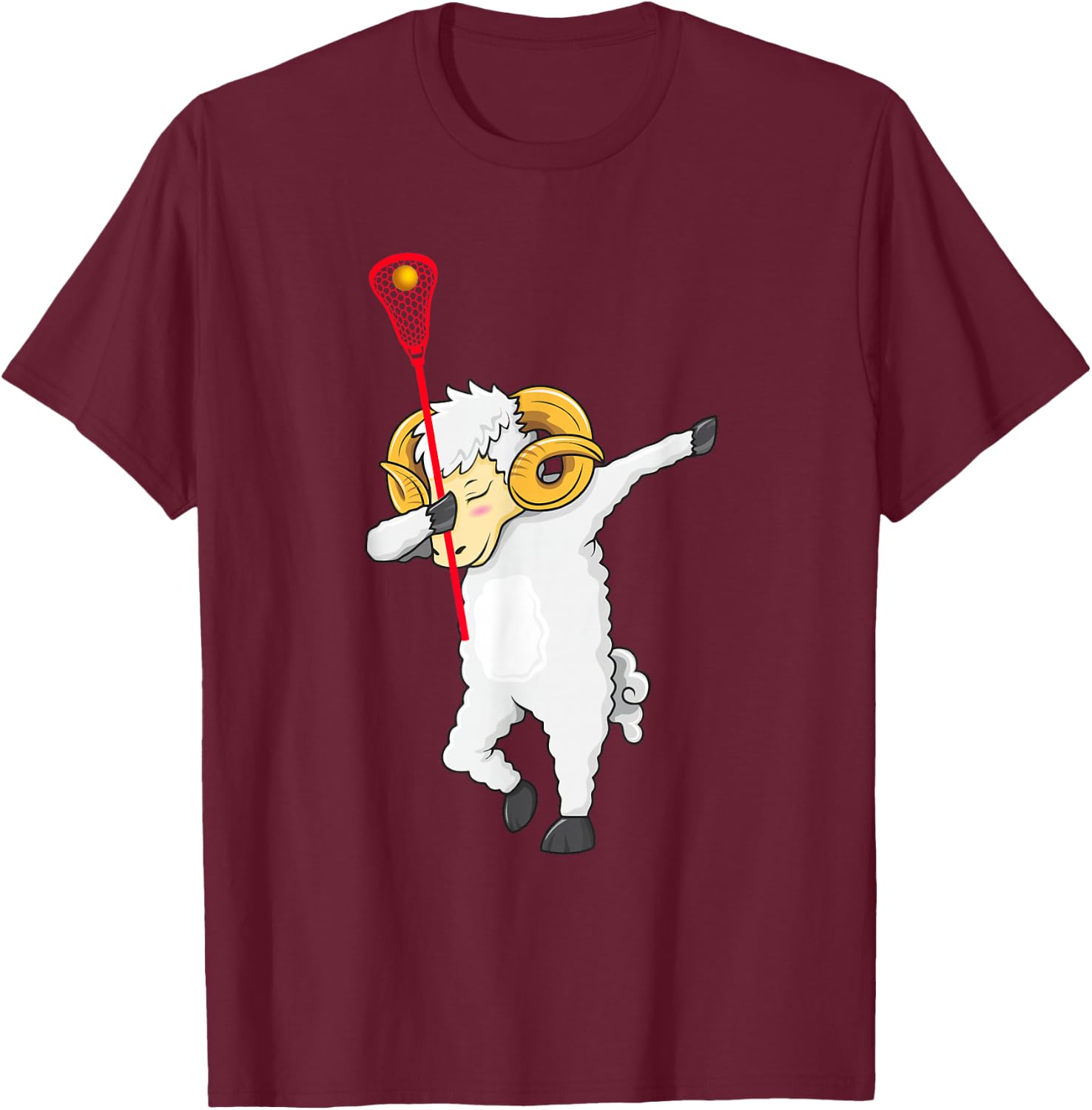 Dabbing Goat Lacrosse Lacrosse Player Goat Dab Gifts T-Shirt - T-Shirt | Maroon