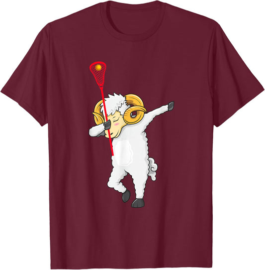 Dabbing Goat Lacrosse Lacrosse Player Goat Dab Gifts T-Shirt - T-Shirt | Maroon