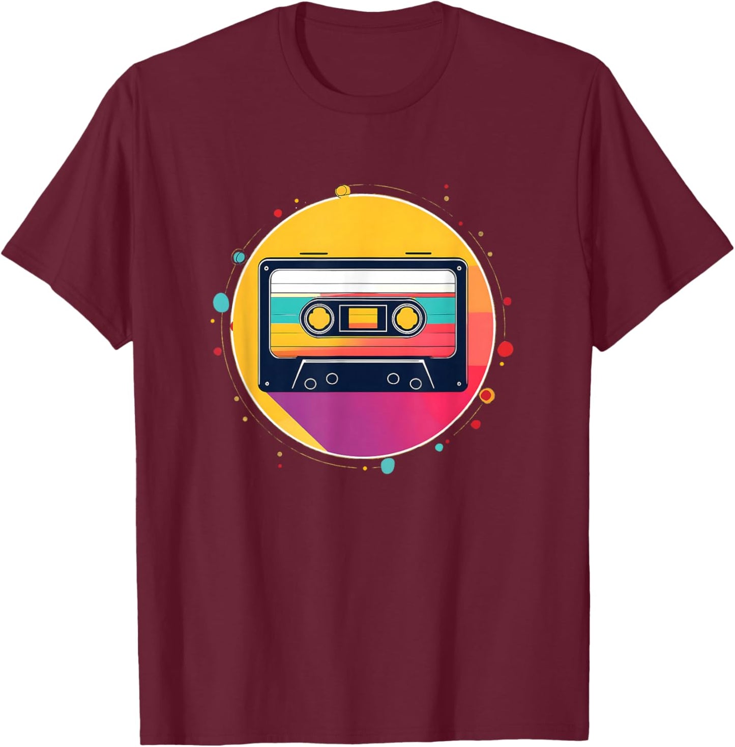 80s 90s Retro Party Outfit with Mixtape Cassette Tape T-Shirt - T-Shirt | Maroon