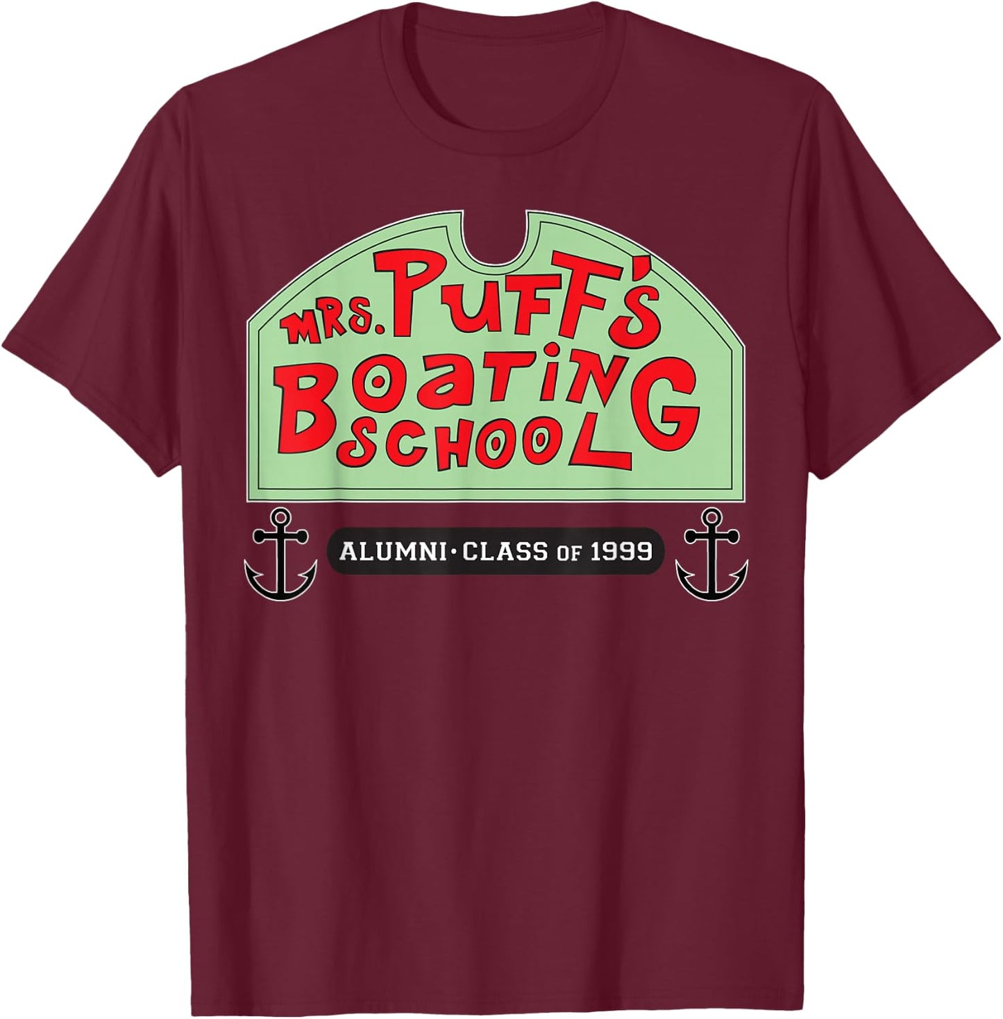 Spongebob Squarepants Mrs Puffs Boating School T-Shirt - T-Shirt | Maroon