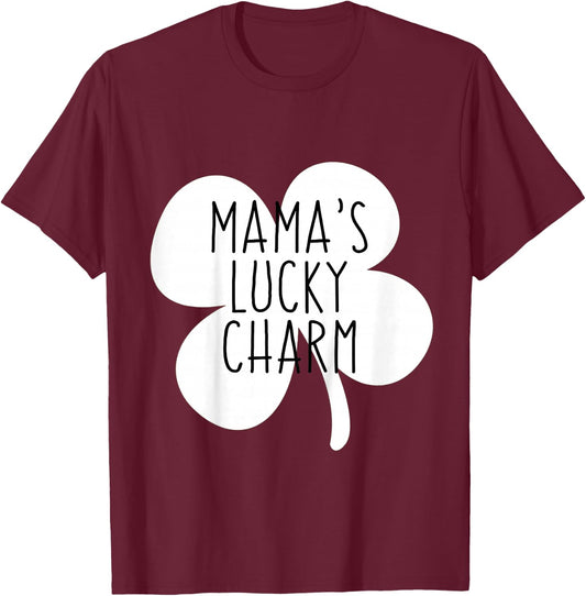 Kids Mommy and Me St Patricks Day for Toddler Mamas Lucky Charm T-Shirt - T-Shirt | Maroon