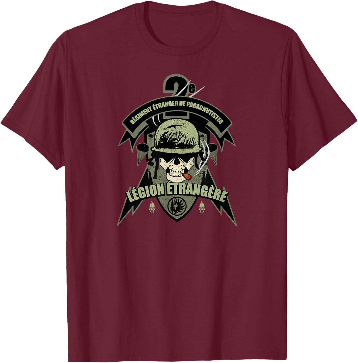 French Foreign Legion Paratrooper - 2 Rep (Subdued) T-Shirt - T-Shirt | Maroon
