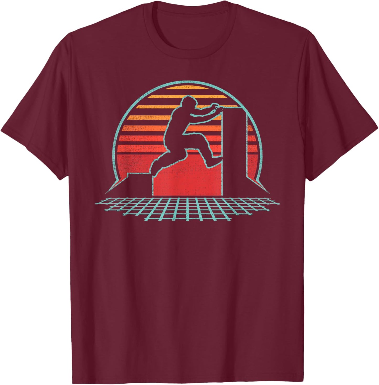 Parkour Retro Vintage 80s Style Freerunning Gift T-Shirt - T-Shirt | Maroon